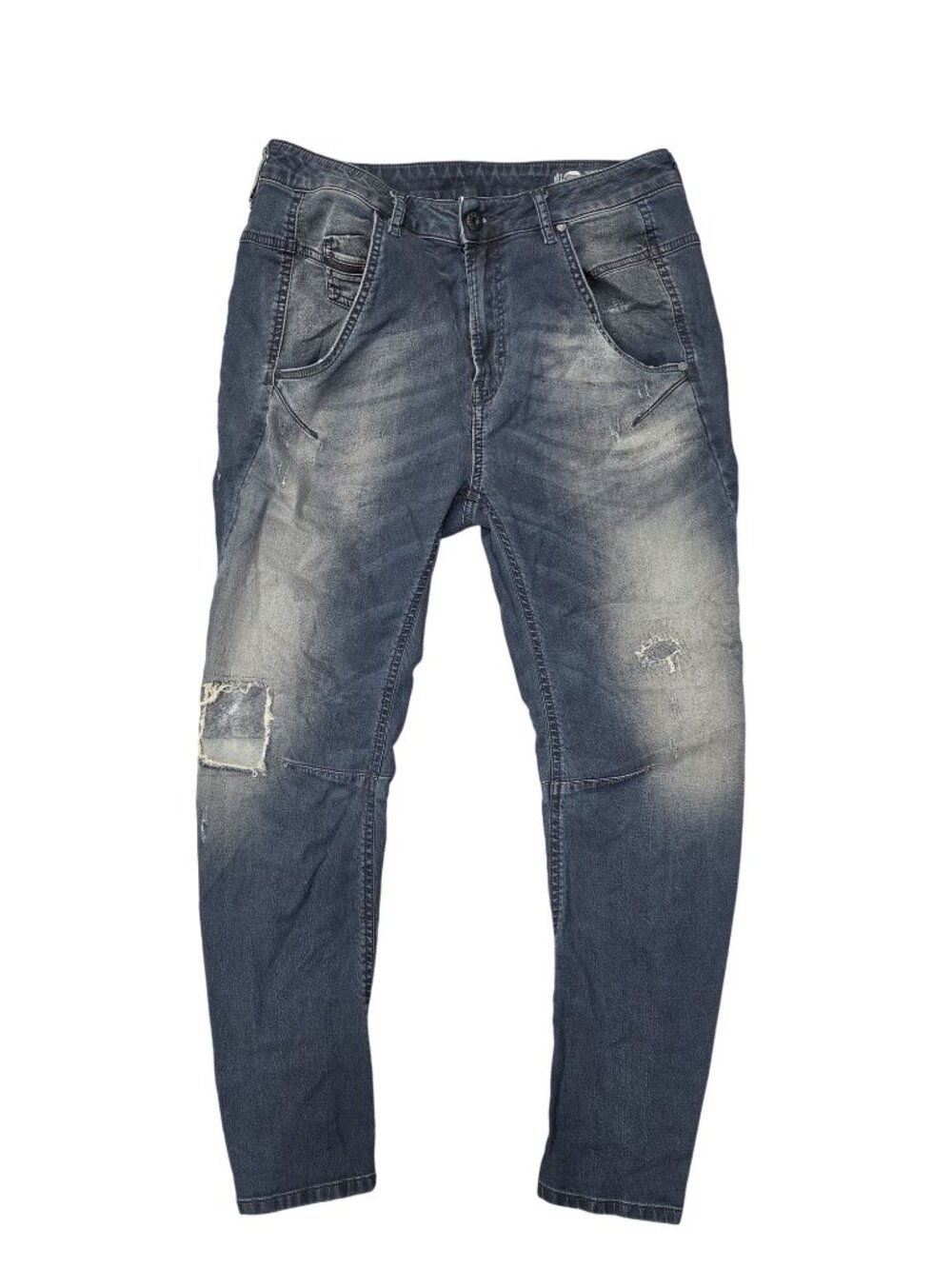 Diesel Fayza-Ne Womens Distressed Tapered Jeans W27 Blue Wash Denim